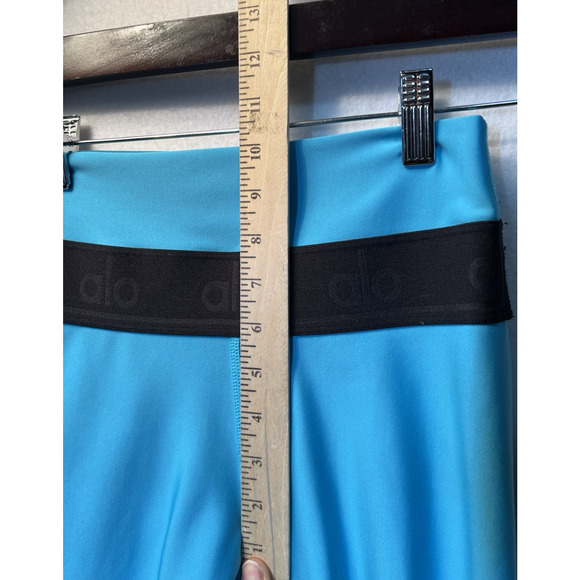 ALO Yoga High Waist Fitness Legging in Blue Splash and Black Logo Band Size S - Picture 7 of 11